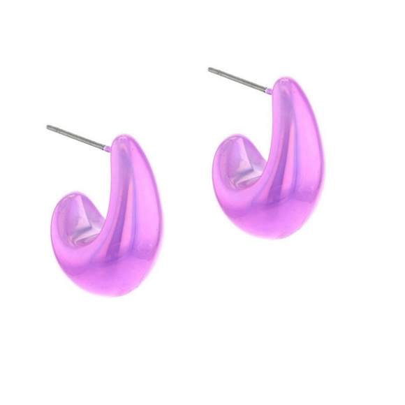 Juliet by Crystal Avenue Oversize Iridescent Teardrop Stud Earrings - Picture 2 of 5